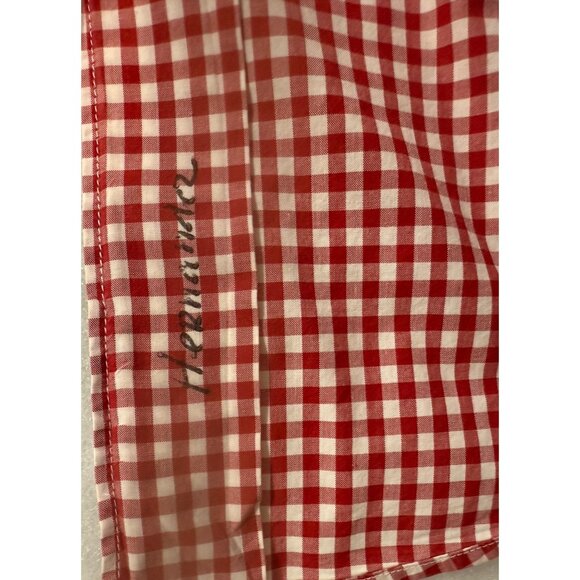 Facconable Mens Red Gingham Button Down Shirt Classic Quality Cotton Made in USA - Picture 6 of 11